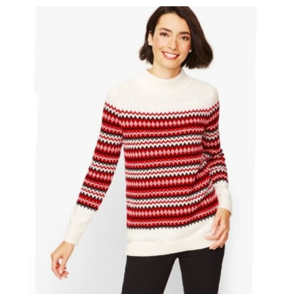 TALBOTS SWEATER CHALET FAIR ISLE WOOL SIZE LARGE